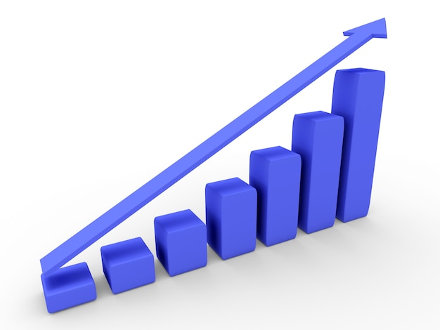 Photo 3d diagram with the growing progress. business concepts