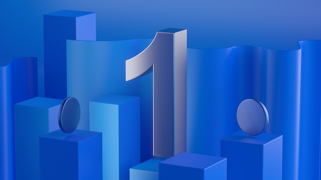 3d digit on the blue background. 3d render.