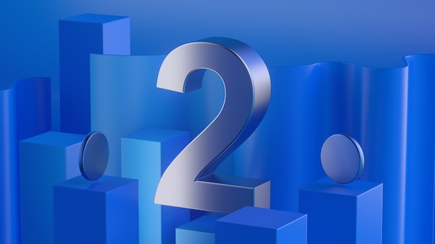 3d digit on the blue background. 3d render.