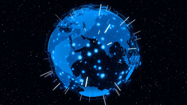 사진 글로벌 네트워크의 3d 디지털 지구 개념