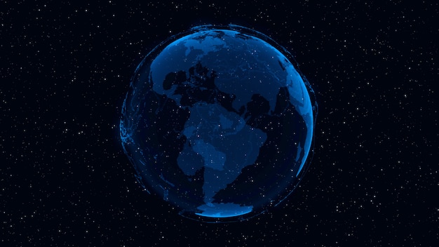 3D Digital Earthはグローバルネットワークの概念を示しています