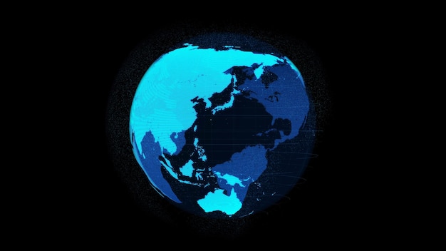 네트워크 기술의 개념을 보여주는 사이버 공간의 3D 디지털 궤도 지구