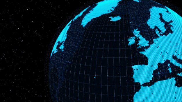 3D Digital orbital earth in cyberspace showing concept of network technology