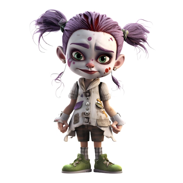 3D digital render of a cute little zombie isolated on white background