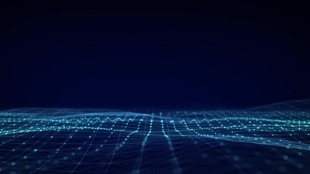3D digitale dynamische golf Stroom digitale structuur Veilige cybersecurity-gegevensverbinding Cyber-technologie achtergrond 3D-rendering