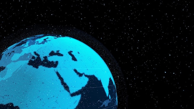 3D Digitale orbitale aarde in cyberspace met concept van netwerktechnologie