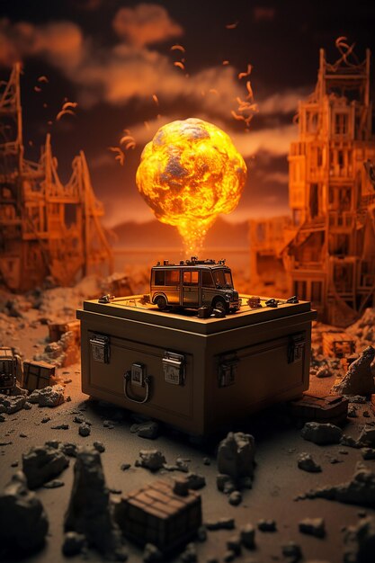 3d diorama box nuclear bomb