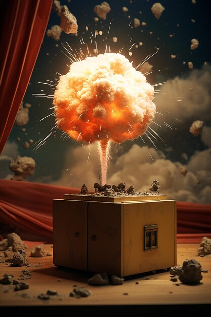 3d diorama box nuclear bomb