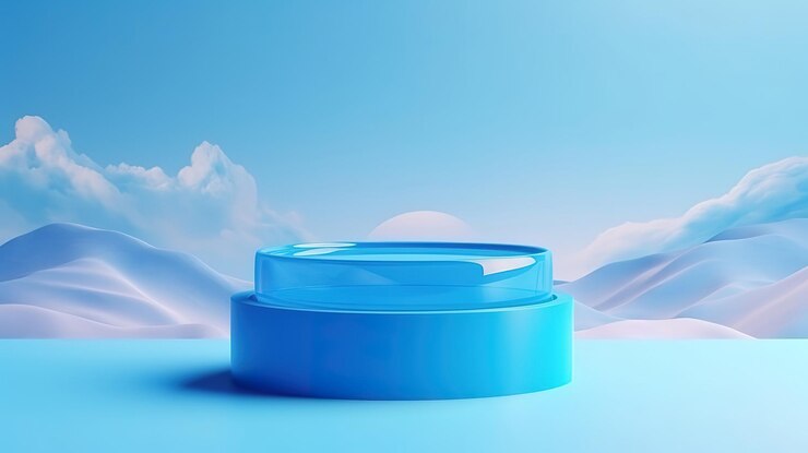 3D display podium background Nature blue sky minimal pedestal Generative ai