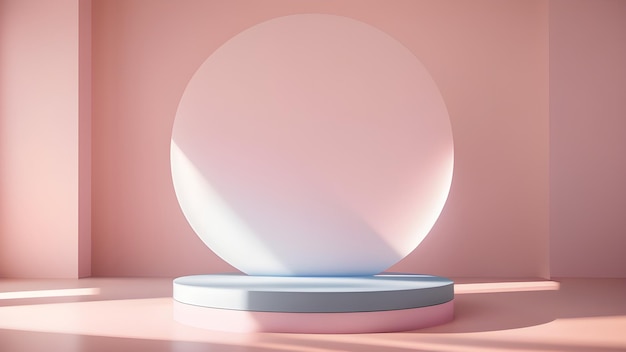 3D display podium minimal background with pink pedestal in studio interior for Beauty cosmetic product presentation stand classy feminine mockup 3d render advertisement Generative AI