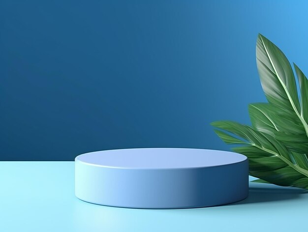 3d display podium with blue cylinder objects