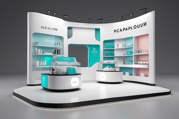 Foto 3d-display van cosmetische producten op het podium