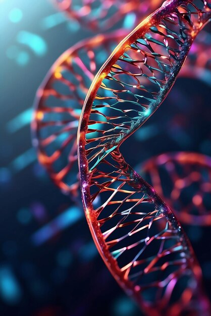 3d DNA strands on an abstract background