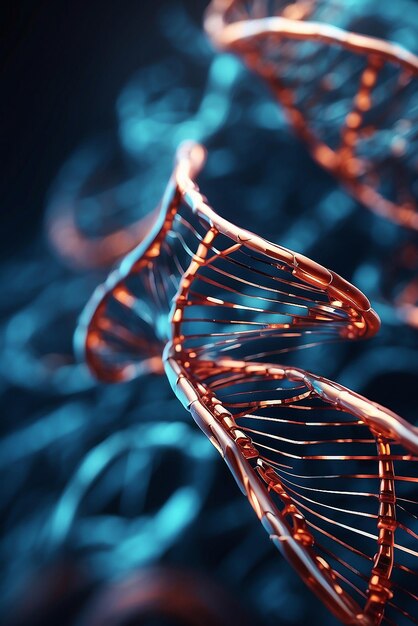 3d DNA strands on an abstract background