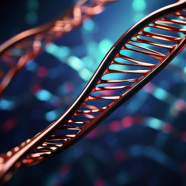 3d DNA strands on an abstract background