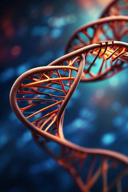 3d DNA strands on an abstract background