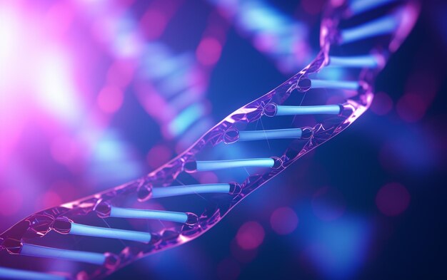 3d dna strands on an abstract background