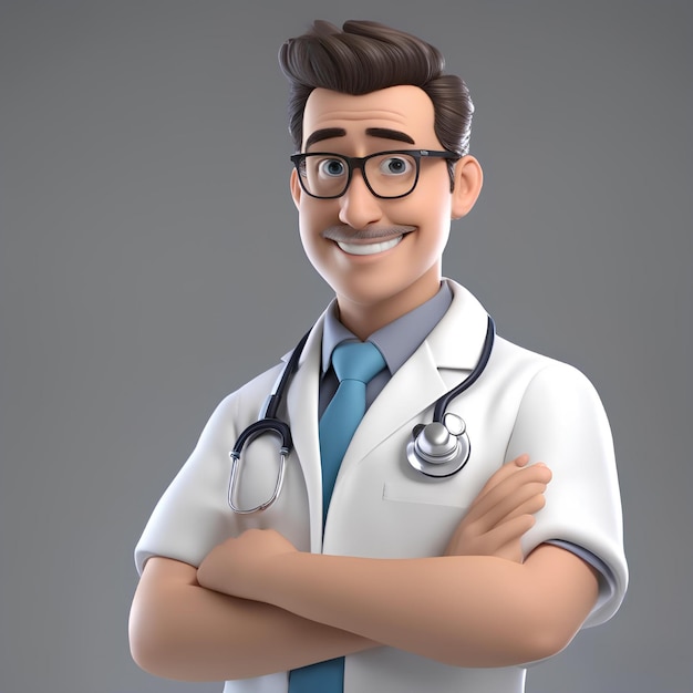 3d doctor cartoon character