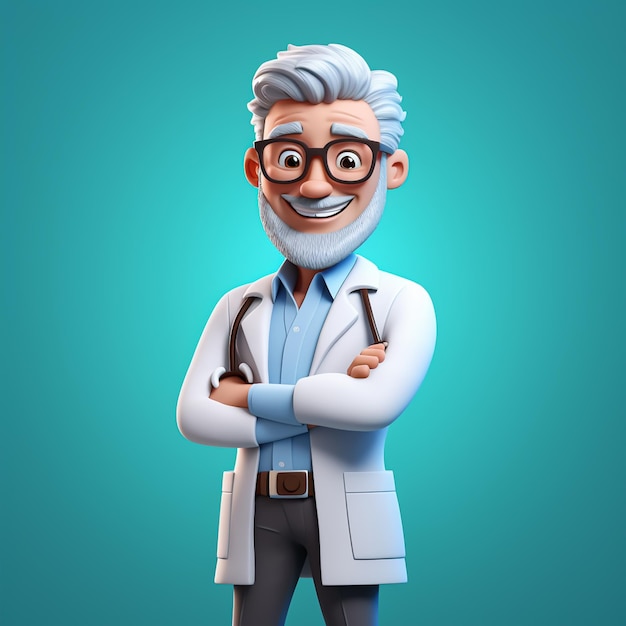 3d doctor cartoon character