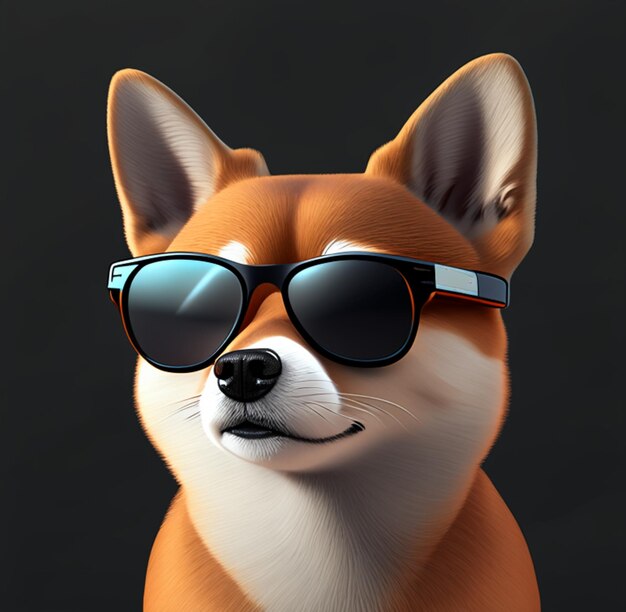 3D Dog with glasses