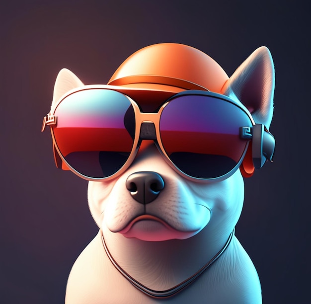 3D Dog with glasses