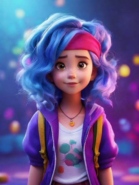 3D doll Character AiGenerated photography Creative colorful hair