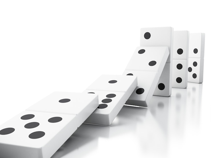 3d плитки Domino падают подряд