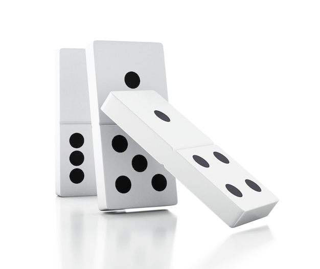 Mattonelle di domino 3d che cadono in una fila