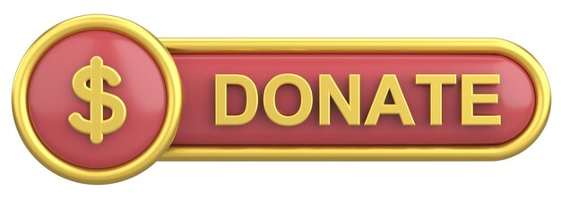 3D donate button 3D illustration