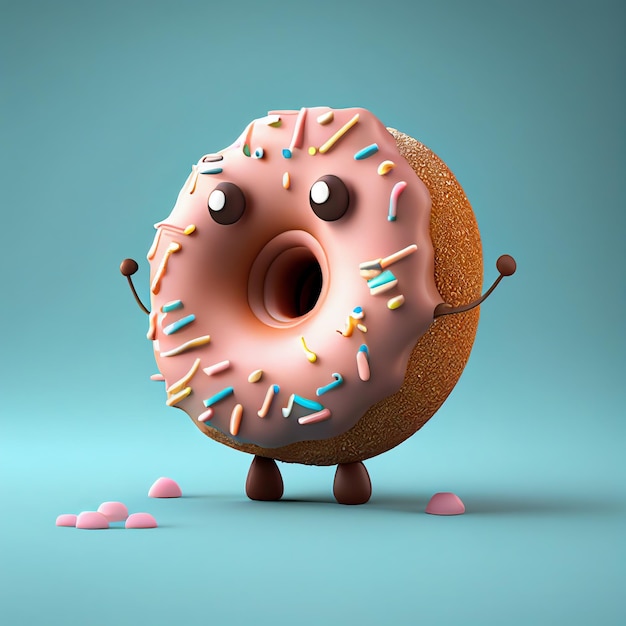 3D donut character cartoon Generative AI