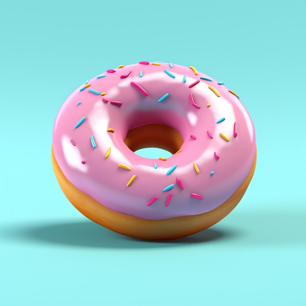 3d donut icoon op blauwe achtergrond