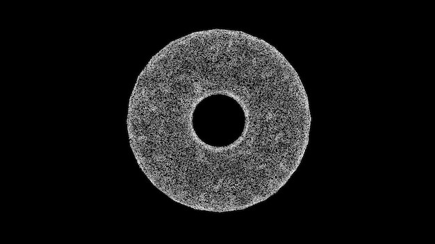 3D Donut op zwarte achtergrond Zakelijke reclameachtergrond Voor titeltekstpresentatie Object opgeloste flikkerende deeltjes 3D-animatie