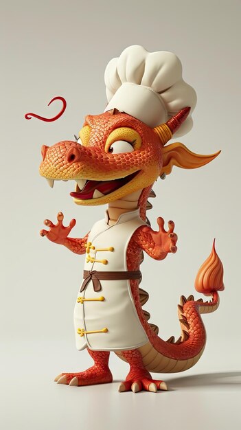 3d dragon wearing chef clothes