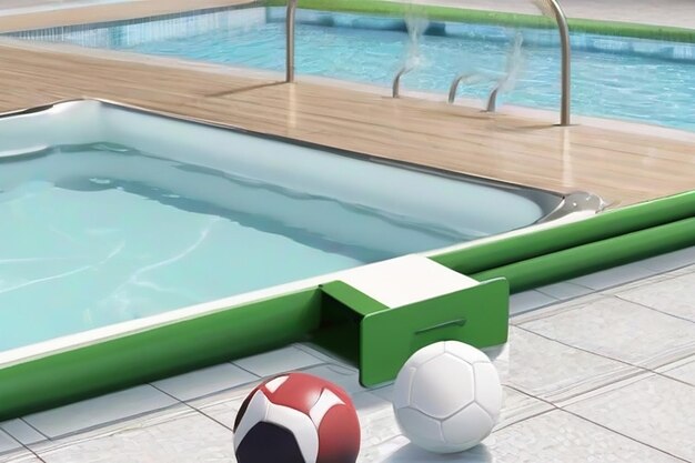 写真 スポーツプールの3d図白の上のオブジェクト