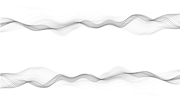Фото 3d динамическая двойная цифровая волна на белом фоне умная технологическая волна поток цифровой структуры кибертехнологический фон 3d рендеринг