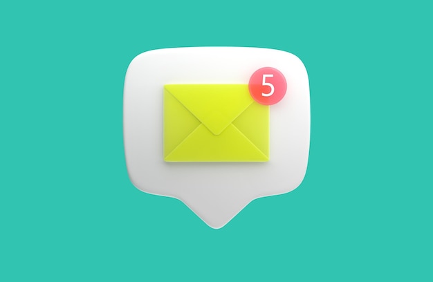 3D e-mail icoon met kennisgeving niet gelezen e-mail logo 3D render illustratie