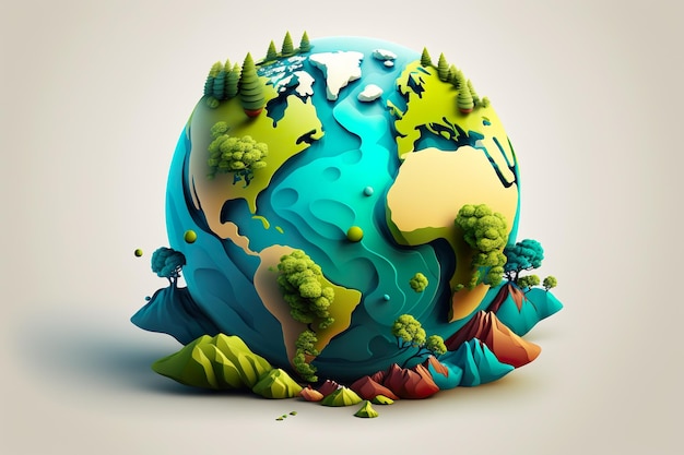 3D Earth globe realistic illustration Vector low poly earth illustrationPlanet Earth globe 3d rendering GENERATIVE AI