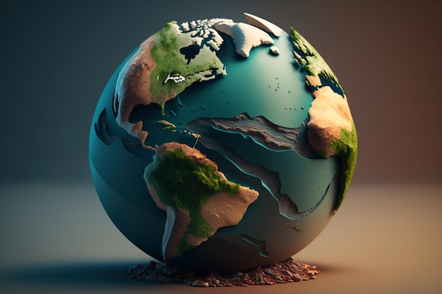 3d earth globe with world map Ai Generated Art Work