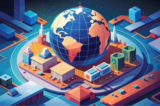 3d earth graphic symbolizing global trade illustration