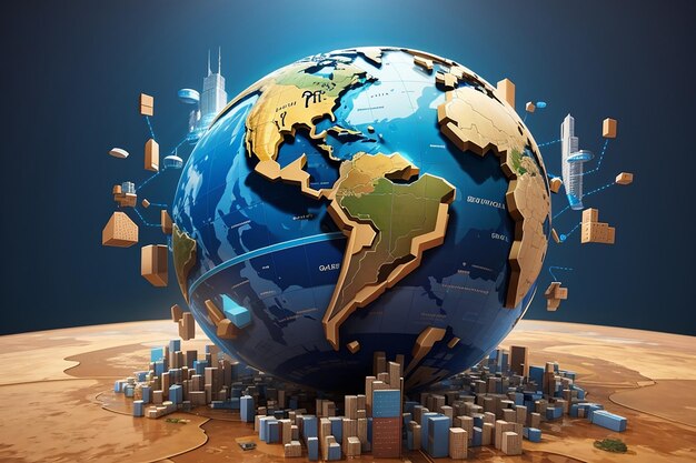 3d earth graphic symbolizing global trade illustration