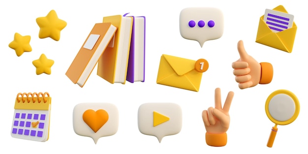 3d education and social media icons