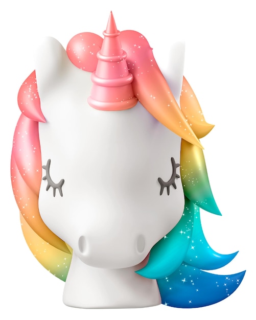 3D eenhoorn hoofd png sticker startup bedrijf op transparante achtergrond