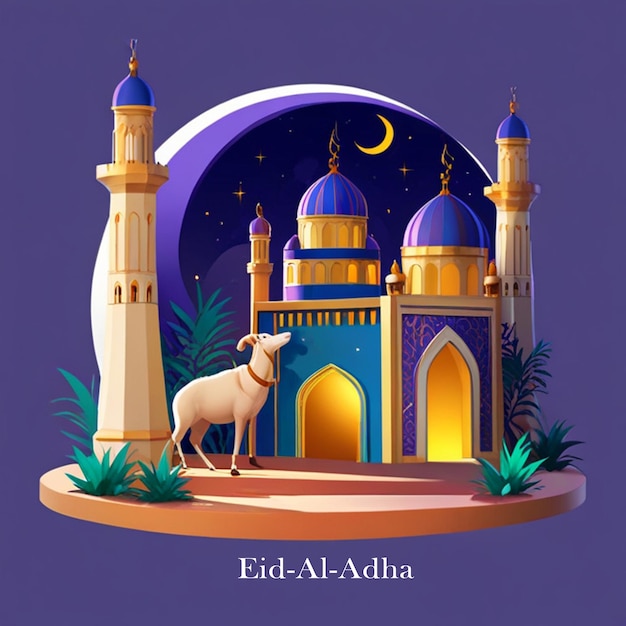 Photo 3d eid al adha flat illustration