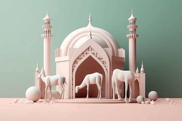 3d Eid Al Adha Schapen Symbool AI Gegenereerd