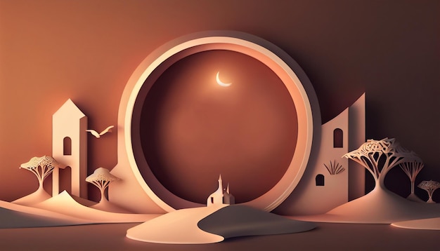 3D Дизайн баннера Ид Мубарак для праздника исламского баннера, такого как Ид аль Адха Фитр Рамадан и т. Д.