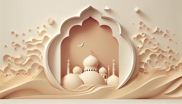 eid al adha fitr ramadhan 등과 같은 이슬람 배너 축제를 위한 3D Eid Mubarak 디자인 배너