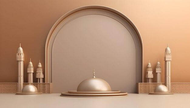 Photo 3d elegant arabic arch muharram islamic new year mawlid background banner