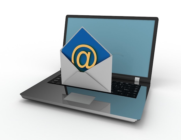 3d email letter and laptop. 3d rendered illustration