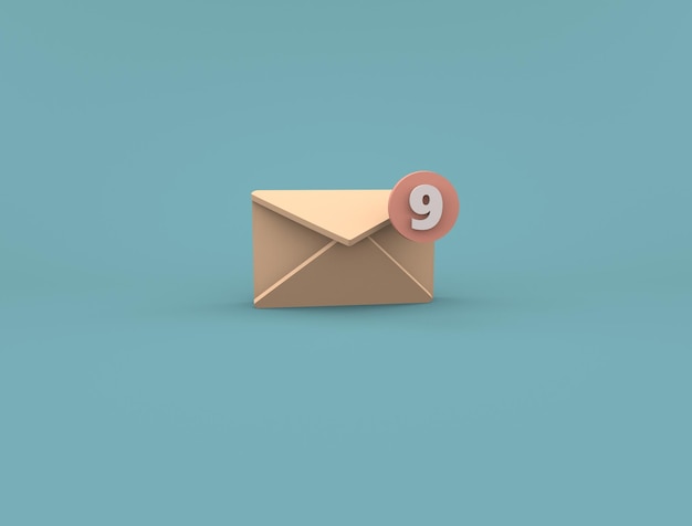 3D Email logo with unread mails 3D Rendering image