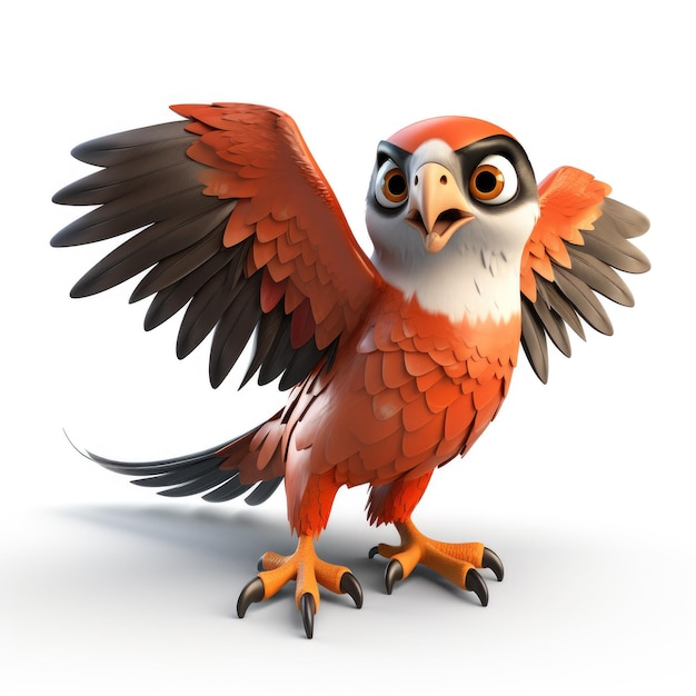 3D Emberwing Falcon On White Background